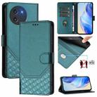 For Doogee Note 59 / Note 59 Pro Honeycomb Embossing RFID Leather Phone Case(Peacock Green) - 1