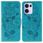 For OPPO Reno13 Pro 5G Global Rose Butterfly Embossed Leather Phone Case(Blue) - 1
