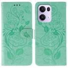 For OPPO Reno13 Pro 5G Global Rose Butterfly Embossed Leather Phone Case(Green) - 1