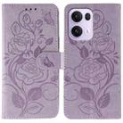 For OPPO Reno13 Pro 5G Global Rose Butterfly Embossed Leather Phone Case(Purple) - 1
