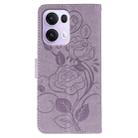 For OPPO Reno13 Pro 5G Global Rose Butterfly Embossed Leather Phone Case(Purple) - 3