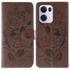 For OPPO Reno13 Pro 5G Global Rose Butterfly Embossed Leather Phone Case(Brown) - 1