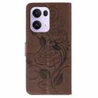 For OPPO Reno13 Pro 5G Global Rose Butterfly Embossed Leather Phone Case(Brown) - 3