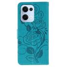 For OPPO Reno13 5G Global Rose Butterfly Embossed Leather Phone Case(Blue) - 3