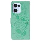 For OPPO Reno13 5G Global Rose Butterfly Embossed Leather Phone Case(Green) - 3