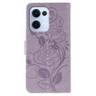 For OPPO Reno13 5G Global Rose Butterfly Embossed Leather Phone Case(Purple) - 3