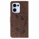 For OPPO Reno13 5G Global Rose Butterfly Embossed Leather Phone Case(Brown) - 3