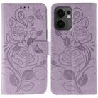 For OPPO Reno13 F 4G Global / 5G Global Rose Butterfly Embossed Leather Phone Case(Purple) - 1