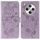 For OPPO Find X8 Rose Butterfly Embossed Leather Phone Case(Purple) - 1