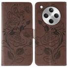 For OPPO Find X8 Rose Butterfly Embossed Leather Phone Case(Brown) - 1
