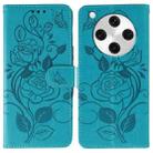For OPPO Find X8 Pro Rose Butterfly Embossed Leather Phone Case(Blue) - 1