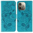 For OPPO A5 Pro 5G Global Rose Butterfly Embossed Leather Phone Case(Blue) - 1