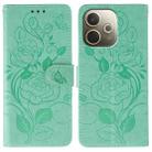 For OPPO A5 Pro 5G Global Rose Butterfly Embossed Leather Phone Case(Green) - 1