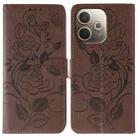 For OPPO A5 Pro 5G Global Rose Butterfly Embossed Leather Phone Case(Brown) - 1