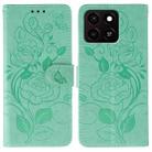 For ZTE Blade A35 Rose Butterfly Embossed Leather Phone Case(Green) - 1