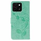 For ZTE Blade A35 Rose Butterfly Embossed Leather Phone Case(Green) - 3