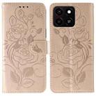 For ZTE Blade A35 Rose Butterfly Embossed Leather Phone Case(Rose Gold) - 1