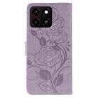 For ZTE Blade A35 Rose Butterfly Embossed Leather Phone Case(Purple) - 3