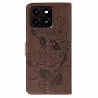 For ZTE Blade A35 Rose Butterfly Embossed Leather Phone Case(Brown) - 3