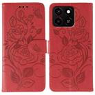 For ZTE Blade A35 Rose Butterfly Embossed Leather Phone Case(Red) - 1