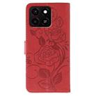 For ZTE Blade A35 Rose Butterfly Embossed Leather Phone Case(Red) - 3