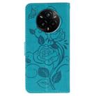 For Realme 14 Pro+ Rose Butterfly Embossed Leather Phone Case(Blue) - 3