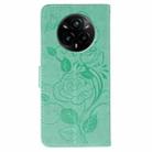 For Realme 14 Pro+ Rose Butterfly Embossed Leather Phone Case(Green) - 3