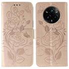 For Realme 14 Pro+ Rose Butterfly Embossed Leather Phone Case(Rose Gold) - 1