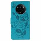 For Realme 14 Pro Rose Butterfly Embossed Leather Phone Case(Blue) - 3