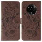 For Realme 14 Pro Rose Butterfly Embossed Leather Phone Case(Brown) - 1