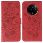 For Realme 14 Pro Rose Butterfly Embossed Leather Phone Case(Red) - 1