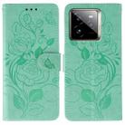 For Realme GT 7 Pro Rose Butterfly Embossed Leather Phone Case(Green) - 1