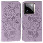 For Realme GT 7 Pro Rose Butterfly Embossed Leather Phone Case(Purple) - 1