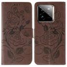 For Realme GT 7 Pro Rose Butterfly Embossed Leather Phone Case(Brown) - 1