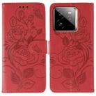 For Realme GT 7 Pro Rose Butterfly Embossed Leather Phone Case(Red) - 1