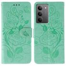 For Realme 14x Rose Butterfly Embossed Leather Phone Case(Green) - 1