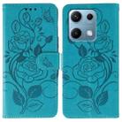 For Redmi Note 14S 4G Global Rose Butterfly Embossed Leather Phone Case(Blue) - 1