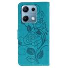 For Redmi Note 14S 4G Global Rose Butterfly Embossed Leather Phone Case(Blue) - 3
