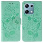 For Redmi Note 14S 4G Global Rose Butterfly Embossed Leather Phone Case(Green) - 1