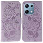 For Redmi Note 14S 4G Global Rose Butterfly Embossed Leather Phone Case(Purple) - 1