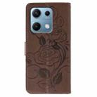 For Redmi Note 14S 4G Global Rose Butterfly Embossed Leather Phone Case(Brown) - 3