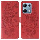 For Redmi Note 14S 4G Global Rose Butterfly Embossed Leather Phone Case(Red) - 1