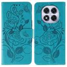 For Redmi Note 14 Pro 4G Global Rose Butterfly Embossed Leather Phone Case(Blue) - 1