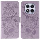 For Redmi Note 14 Pro 4G Global Rose Butterfly Embossed Leather Phone Case(Purple) - 1
