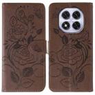 For Redmi Note 14 Pro 4G Global Rose Butterfly Embossed Leather Phone Case(Brown) - 1