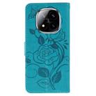 For Redmi Note 14 Pro+ 5G Rose Butterfly Embossed Leather Phone Case(Blue) - 3