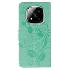 For Redmi Note 14 Pro+ 5G Rose Butterfly Embossed Leather Phone Case(Green) - 3