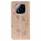 For Redmi Note 14 Pro+ 5G Rose Butterfly Embossed Leather Phone Case(Rose Gold) - 3