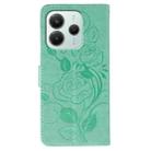 For Redmi Note 14 4G 163.25mm Global Rose Butterfly Embossed Leather Phone Case(Green) - 3