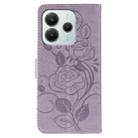 For Redmi Note 14 4G 163.25mm Global Rose Butterfly Embossed Leather Phone Case(Purple) - 3